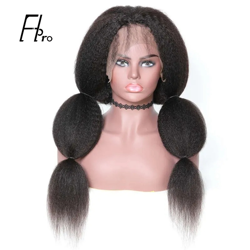 360 Lace Frontal Long Kinky Straight 150% Density Realistic Virgin Hair Wigs